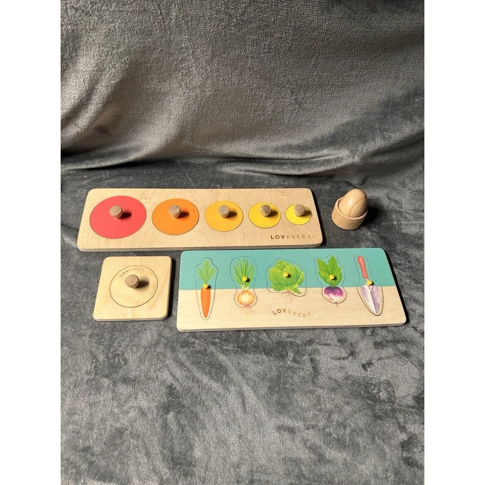 Lovevery wooden puzzle lot  Wooden Montessori Developmental Baby Toys